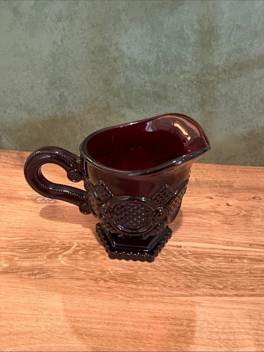 Avon Deep Ruby Red Pressed Glass Creamer Pitcher